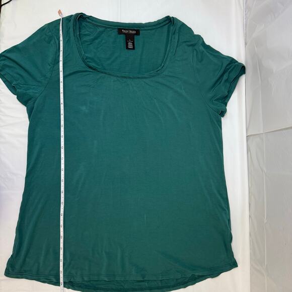 White House Black Market Teal Scoop Neck Stretch Tee Size L - Picture 4 of 8